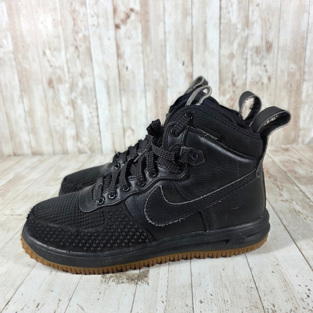 Nike Lunar Force 1 Duckboot Triple Black Mens 8.5 Watershield 805899-003 - Picture 4 of 8
